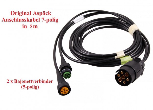 Aspöck Kabelsatz mit Bajonettanschluss 7 Polig 5 m Anschlusskabel L100970