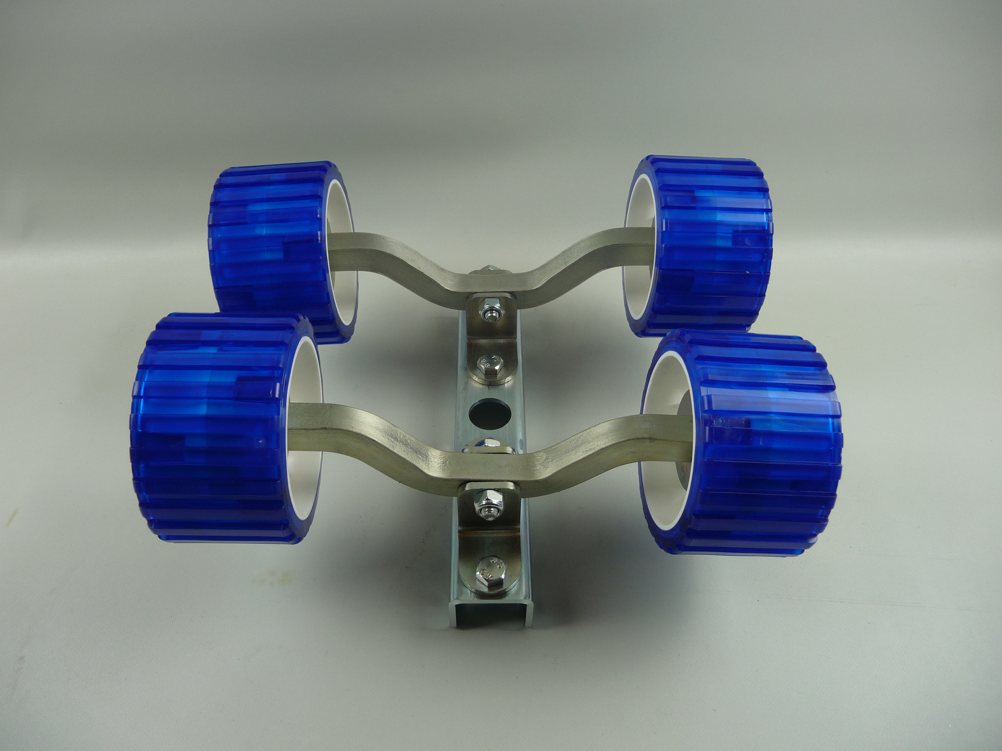 2* Bootsrolle blau PE abriebfeste Seitenrolle/Sliprolle für Bootstrailer 