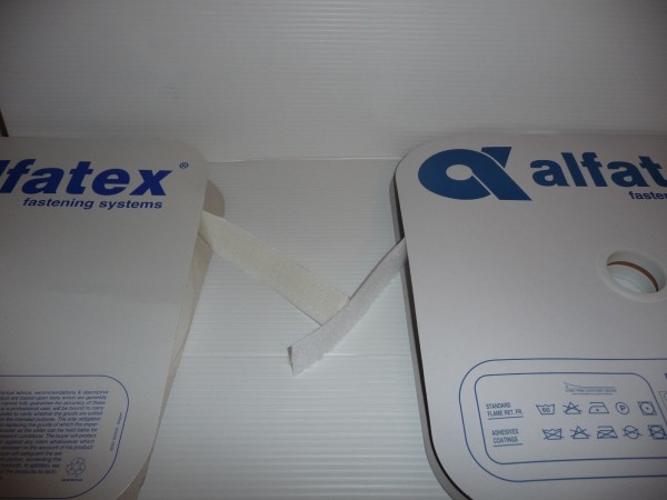 Alfatex 1m Klettband & Flauschband 20 mm breit mit Klebestreifen WEISS L300040