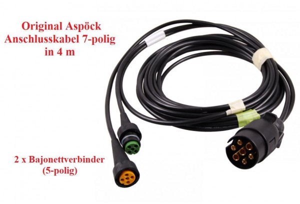 Aspöck Kabelsatz mit Bajonettanschluss 7 Polig 4 m Anschlusskabel L10097