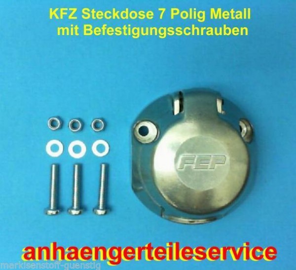 KFZ Steckdose Metall 7 Polig 12V mit Abschaltkontakt Nebella.+Schrauben L1103.3